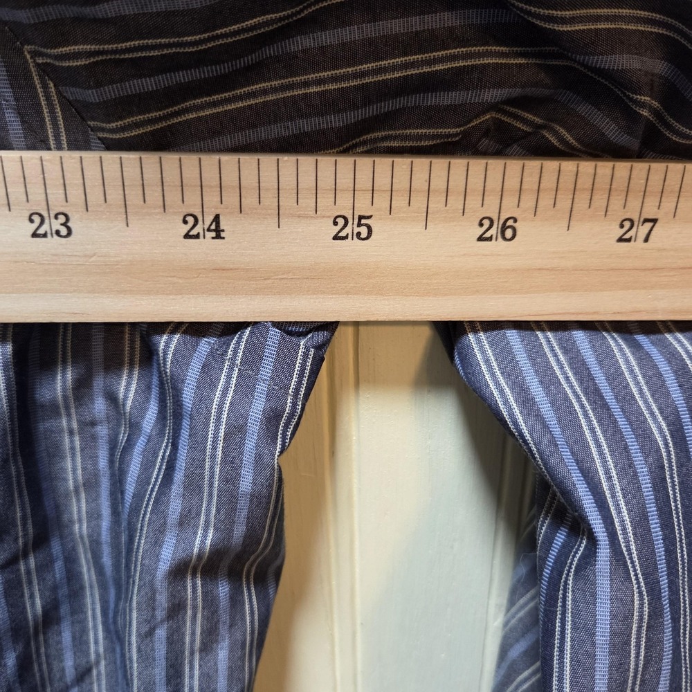 Roundtree & Yorke Gold Label Dress Shirt Mens Large Blue Stripe Non Iron Cotton - Picture 5 of 6
